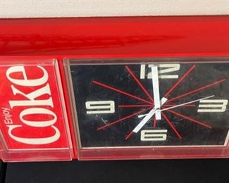 1985 Enjoy Coke Clock Side Sign 13x21x3in HxWxD