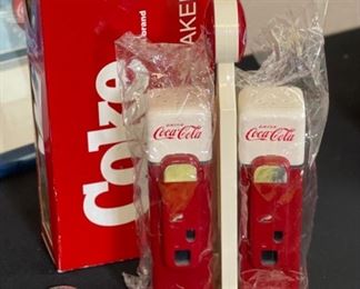 Coca Cola Salt & Pepper Vending Machines NIB Coke Box: 7.5x4x2in HxWxD
