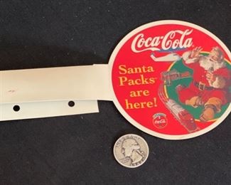 1990s Coca Cola Santa Packs Are Here Aisle Tag Grocery Store Coke 3.75x7in