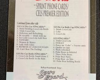 Set of 50 Coca Cola Phone Cards Sprint