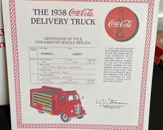 Danbury Mint 1938 Coca Cola Delivery Truck Diecast Box: 8x16x9.75in HxWxD