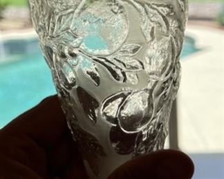 24pc Consolidated Art Glass Martele line Five fruits pattern in French French Crystal Depression Glass