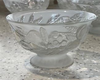 24pc Consolidated Art Glass Martele line Five fruits pattern in French French Crystal Depression Glass