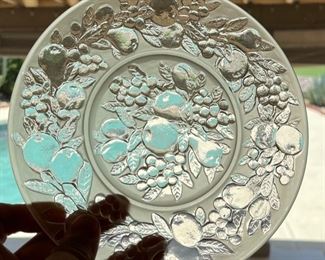 24pc Consolidated Art Glass Martele line Five fruits pattern in French French Crystal Depression Glass