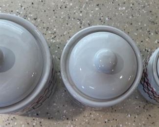 3pc Coca Cola Graduated Canisters Jars Coke Largest: 7in h x 5in diameter