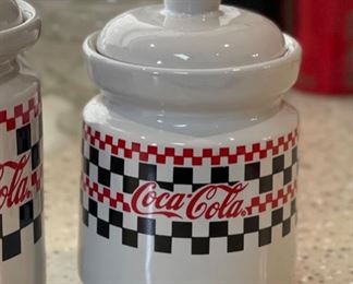 3pc Coca Cola Graduated Canisters Jars Coke Largest: 7in h x 5in diameter