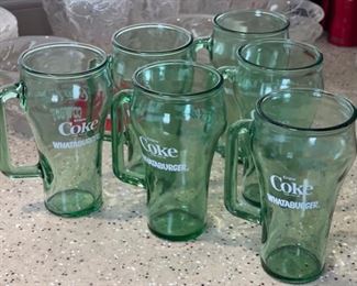 6pc Coca Cola Coke Cowboy Whataburger Glasses Coke 6x4x3in