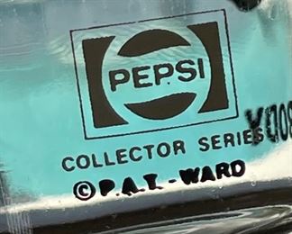 5pc 1970s Pepsi Pat Ward Glasses Collector Series Boris and Natasha 6.25in H x 3in diameter