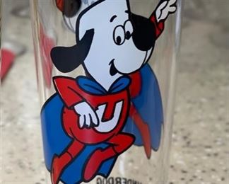 2pc 1970s Pepsi Leonard TTV Glasses Collector Series Underdog 6.25in H x 3in diameter