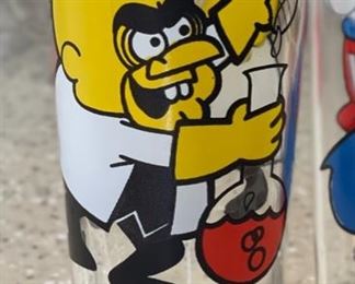 2pc 1970s Pepsi Leonard TTV Glasses Collector Series Underdog 6.25in H x 3in diameter