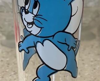 2pc 1970s Pepsi MGM Glasses Collector Series Tom & Jerry 6.25in H x 3in diameter