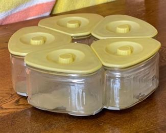 1930s GE Refrigerator Containers Jars Lazy Susan General Electric 4in H x 12in Diameter
