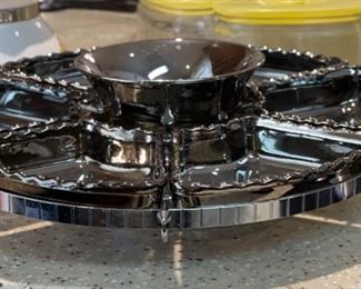 Vintage Appetizer Server Lazy Susan Tray 4in Hx 15in Diameter