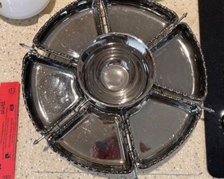 Vintage Appetizer Server Lazy Susan Tray 4in Hx 15in Diameter