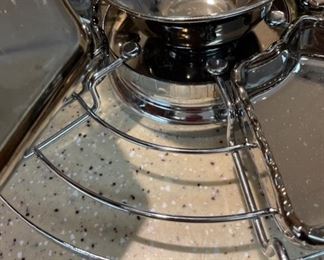 Vintage Appetizer Server Lazy Susan Tray 4in Hx 15in Diameter