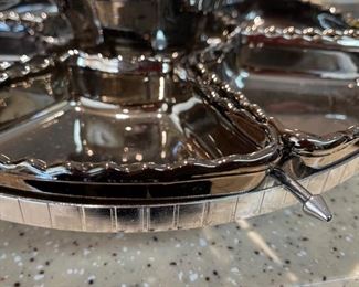 Vintage Appetizer Server Lazy Susan Tray 4in Hx 15in Diameter