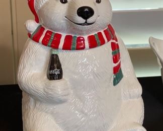 Coca Cola Polar Bear Cookie Jar 11x7x7in HxWxD