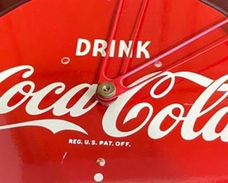 1950s Coca Cola Clock Maroon Coke 18in dia x 2in d