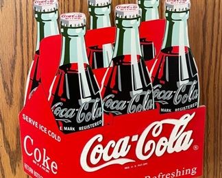 Coca Cola Bottle 6-Pack Wood Key Cabinet Holder Coke 13x11x2.5in HxWxD