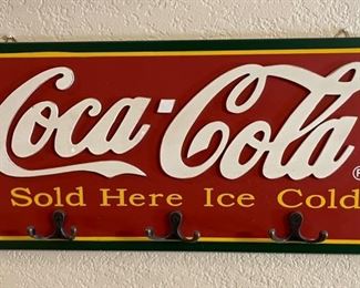 Coca Cola Wood Coat hanger Coke 8x17x1.5in HxWxD