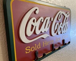 Coca Cola Wood Coat hanger Coke 8x17x1.5in HxWxD