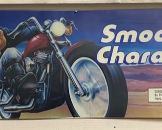 1990 Camel Cigarettes Smooth Character Motorcycle Store Display Sign 18x49.5in