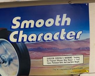 1990 Camel Cigarettes Smooth Character Motorcycle Store Display Sign 18x49.5in