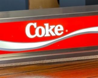 1980s Double Sided Stainless Steel Lighted Coke Restaurant Display Sign Coca Cola 5x18x4in