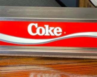 1980s Double Sided Stainless Steel Lighted Coke Restaurant Display Sign Coca Cola 5x18x4in