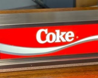 1980s Double Sided Stainless Steel Lighted Coke Restaurant Display Sign Coca Cola 5x18x4in