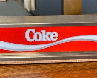 1980s Double Sided Stainless Steel Lighted Coke Restaurant Display Sign Coca Cola 5x18x4in