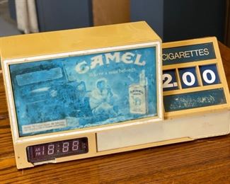 AS-IS Camel lights Cigarette Display Sign Clock 7x13.75x4in HxWxD