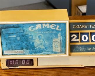 AS-IS Camel lights Cigarette Display Sign Clock 7x13.75x4in HxWxD