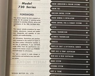 1983 Datsun Pickup Service Manual Nissan 11x8.5in