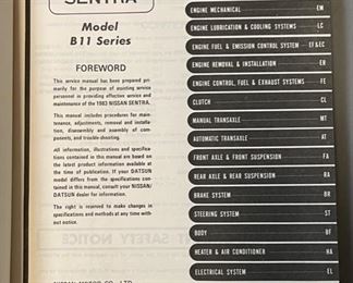 1983 Datsun Nissan Sentra service manual 11x8.5in