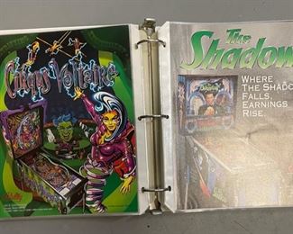 Lot of 56 Williams Sega Bally Gottleib Pinball Flyer Ads Brochures in Binder 11.5x10.75x2in HxWxD