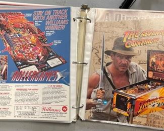 Lot of 56 Williams Sega Bally Gottleib Pinball Flyer Ads Brochures in Binder 11.5x10.75x2in HxWxD