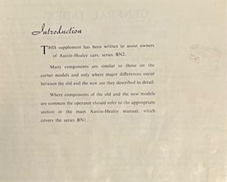 1956 Austin-Healey Supplement BN2 Service Shop Manual 11x8.5