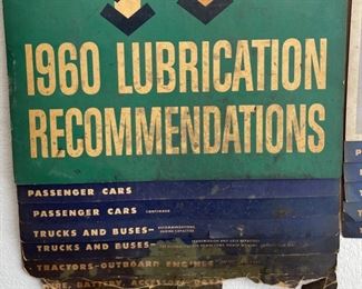 Mobil Mobiloil 1960 Lubrication Recommendation Chart Gas Station Service Shop 28x16in