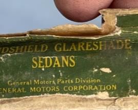 NOS Chevy Windshield Glareshade Sedans 987115 Glare Shade Box:1.5x4.5x55in HxWxD