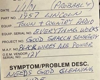 1957 Lincoln Town & Country Radio