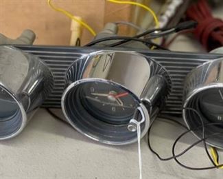 1964 Pontiac Grand Prix Triple Dash Gauge Cluster Clock Fuel & Battery GM NICE 3.5x12x3.5in HxWxD