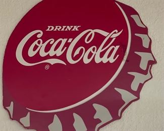 1950-1960s Coca-Cola Display Sign Bottle Cap Die-cut Cardboard Soda 13.5x13.5in