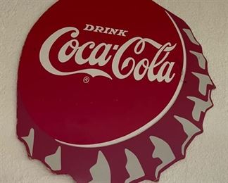 1950-1960s Coca-Cola Display Sign Bottle Cap Die-cut Cardboard Soda 13.5x13.5in
