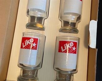 4 vintage Like Cola glasses 5.5 inches tall 2.75 diameter