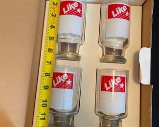 4 vintage Like Cola glasses 5.5 inches tall 2.75 diameter