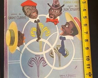 Rare old That Coon Town Quartet sheet music 14 inches 10.5 inches