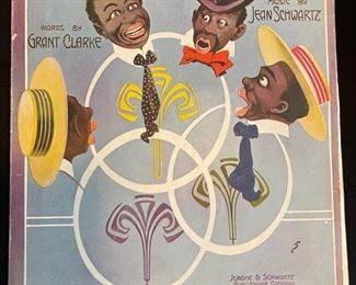 Rare old That Coon Town Quartet sheet music 14 inches 10.5 inches