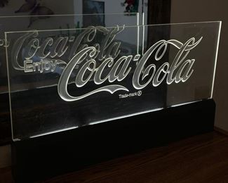 Vintage enjoy Coca-Cola lighted clear table top sign 18.5 L inches X 10.25T inches X 3 inches deep