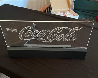 Vintage enjoy Coca-Cola lighted clear table top sign 18.5 L inches X 10.25T inches X 3 inches deep